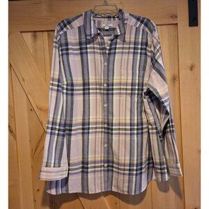 Croft & Barrow Plaid Flannel Shirt Plus Sz 2X Purple Pink Long Sleeve Cotton